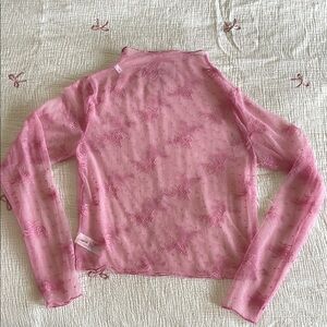 Stylish Pink Sheer Lace Blouse